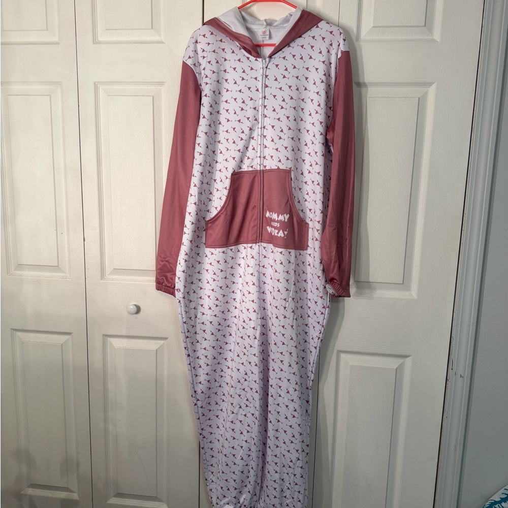 onesie Pajamas with Pink and White mommy needs vodka